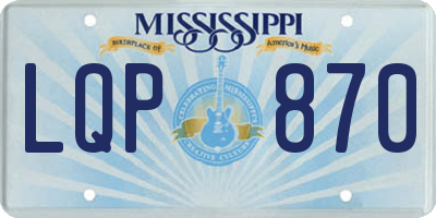 MS license plate LQP870