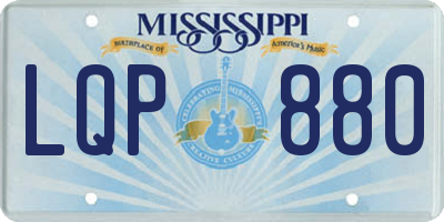 MS license plate LQP880