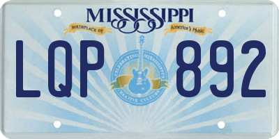 MS license plate LQP892