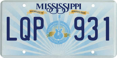 MS license plate LQP931
