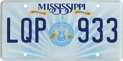 MS license plate LQP933