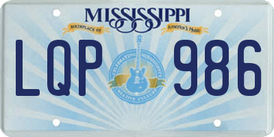 MS license plate LQP986