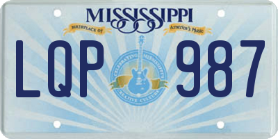 MS license plate LQP987