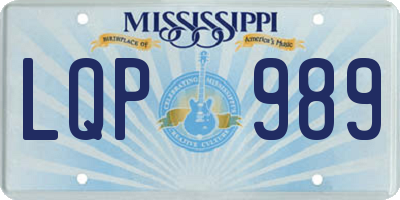 MS license plate LQP989