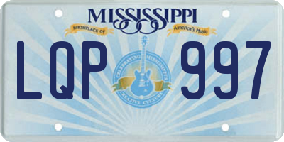 MS license plate LQP997