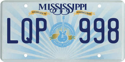 MS license plate LQP998