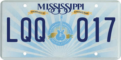 MS license plate LQQ017