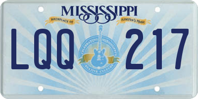 MS license plate LQQ217