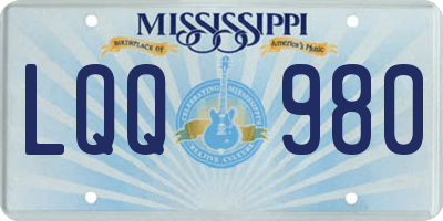 MS license plate LQQ980