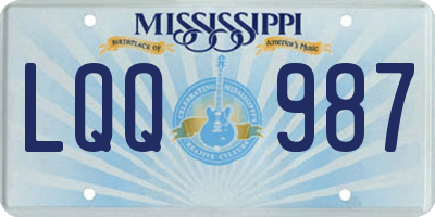 MS license plate LQQ987