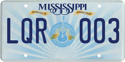 MS license plate LQR003