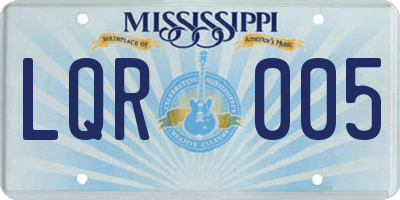 MS license plate LQR005