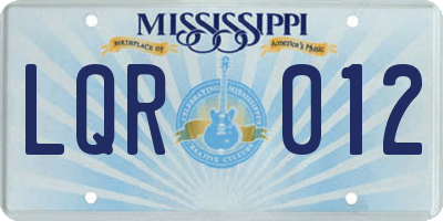 MS license plate LQR012