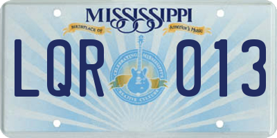 MS license plate LQR013