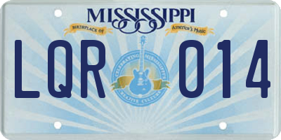 MS license plate LQR014