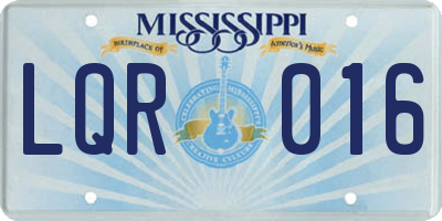 MS license plate LQR016