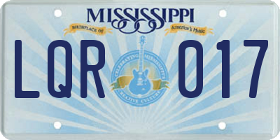 MS license plate LQR017