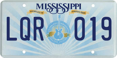 MS license plate LQR019