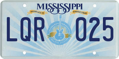 MS license plate LQR025