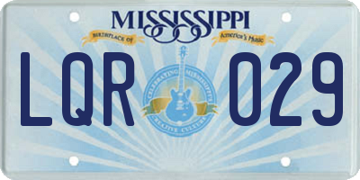 MS license plate LQR029