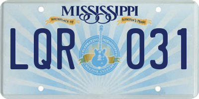 MS license plate LQR031