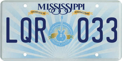 MS license plate LQR033