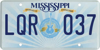 MS license plate LQR037