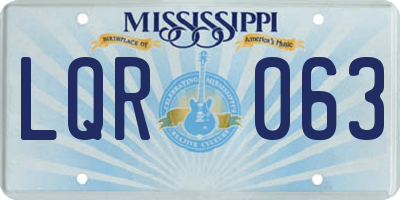 MS license plate LQR063
