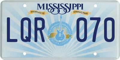 MS license plate LQR070