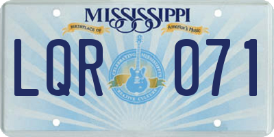 MS license plate LQR071