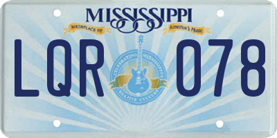 MS license plate LQR078