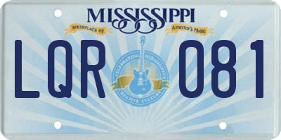 MS license plate LQR081