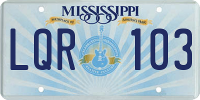 MS license plate LQR103