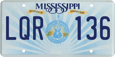 MS license plate LQR136