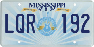 MS license plate LQR192