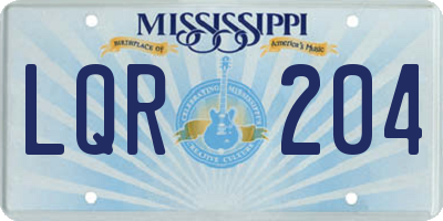 MS license plate LQR204