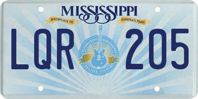 MS license plate LQR205