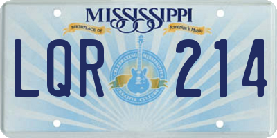 MS license plate LQR214
