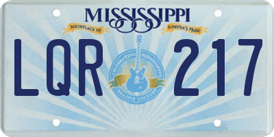 MS license plate LQR217