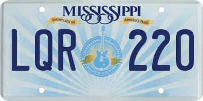 MS license plate LQR220