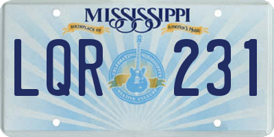 MS license plate LQR231