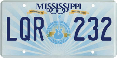 MS license plate LQR232
