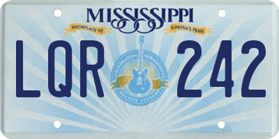 MS license plate LQR242