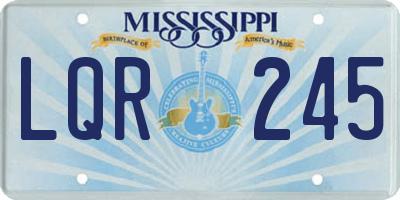 MS license plate LQR245