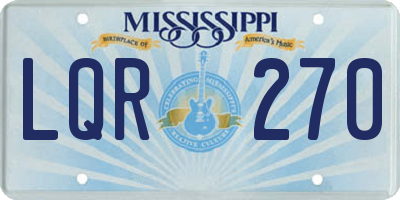 MS license plate LQR270