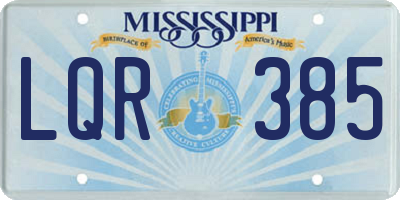 MS license plate LQR385