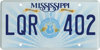 MS license plate LQR402