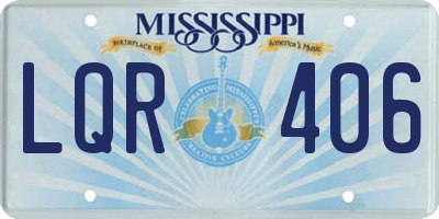 MS license plate LQR406