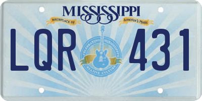 MS license plate LQR431
