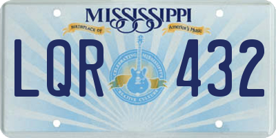 MS license plate LQR432